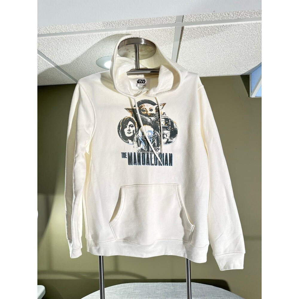 Star Wars Mandalorian Old Navy Men’s Ivory Hoodie Sweatshirt Sz X-Large